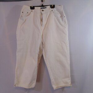 HALSTON JEANSWEAR Women’s CROPPED COTTON DENIM Jeans~Size 14~white 5-Pocket EUC